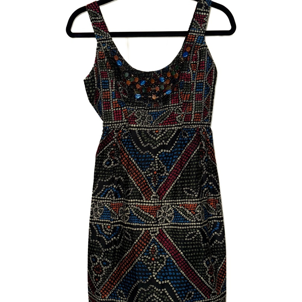Anthropologie Blue and Orange Sleeveless Mini Sundress